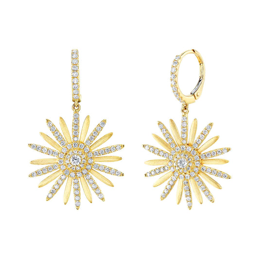 1.10CT 14K Y/G DIAMOND FLOWER MATTE EARRING