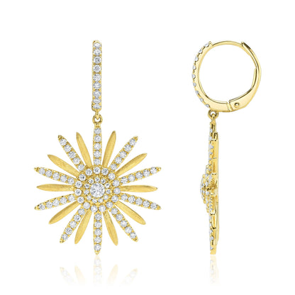 1.10CT 14K Y/G DIAMOND FLOWER MATTE EARRING