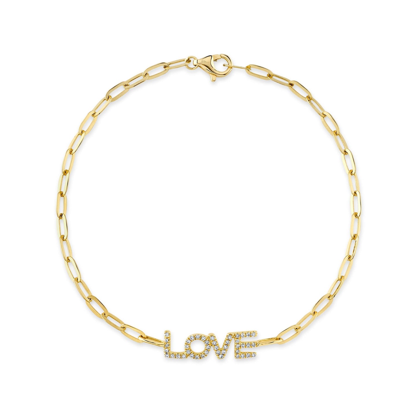 0.12CT DIAMOND "LOVE" PAPER CLIP LINK BRACELET