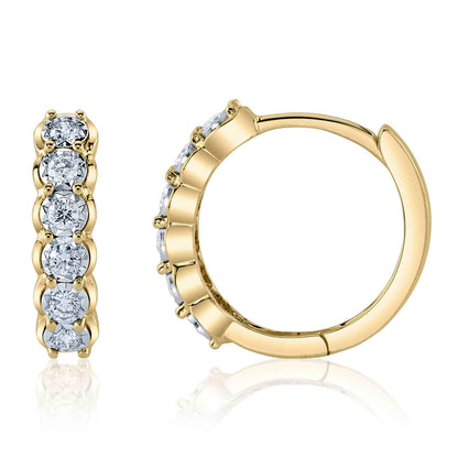 0.23CT 14K Y/G DIAMOND HUGGIE EARRING