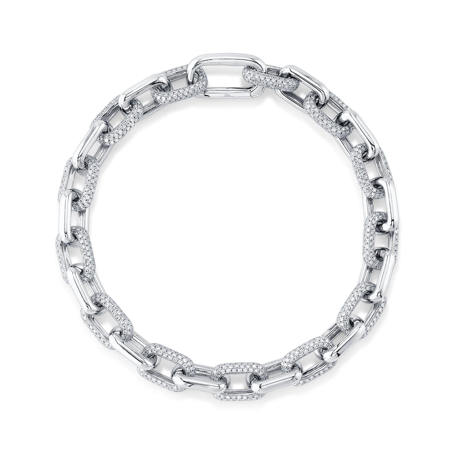 3.67CT 14K W/G DIAMOND PAVE PAPER CLIP LINK BRACELET