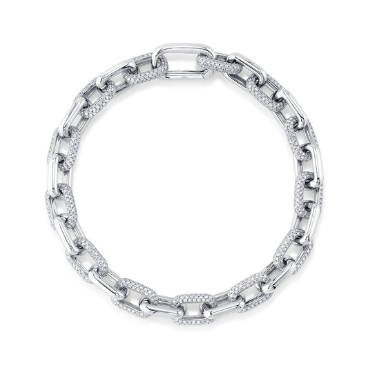 3.67CT 14K W/G DIAMOND PAVE PAPER CLIP LINK BRACELET