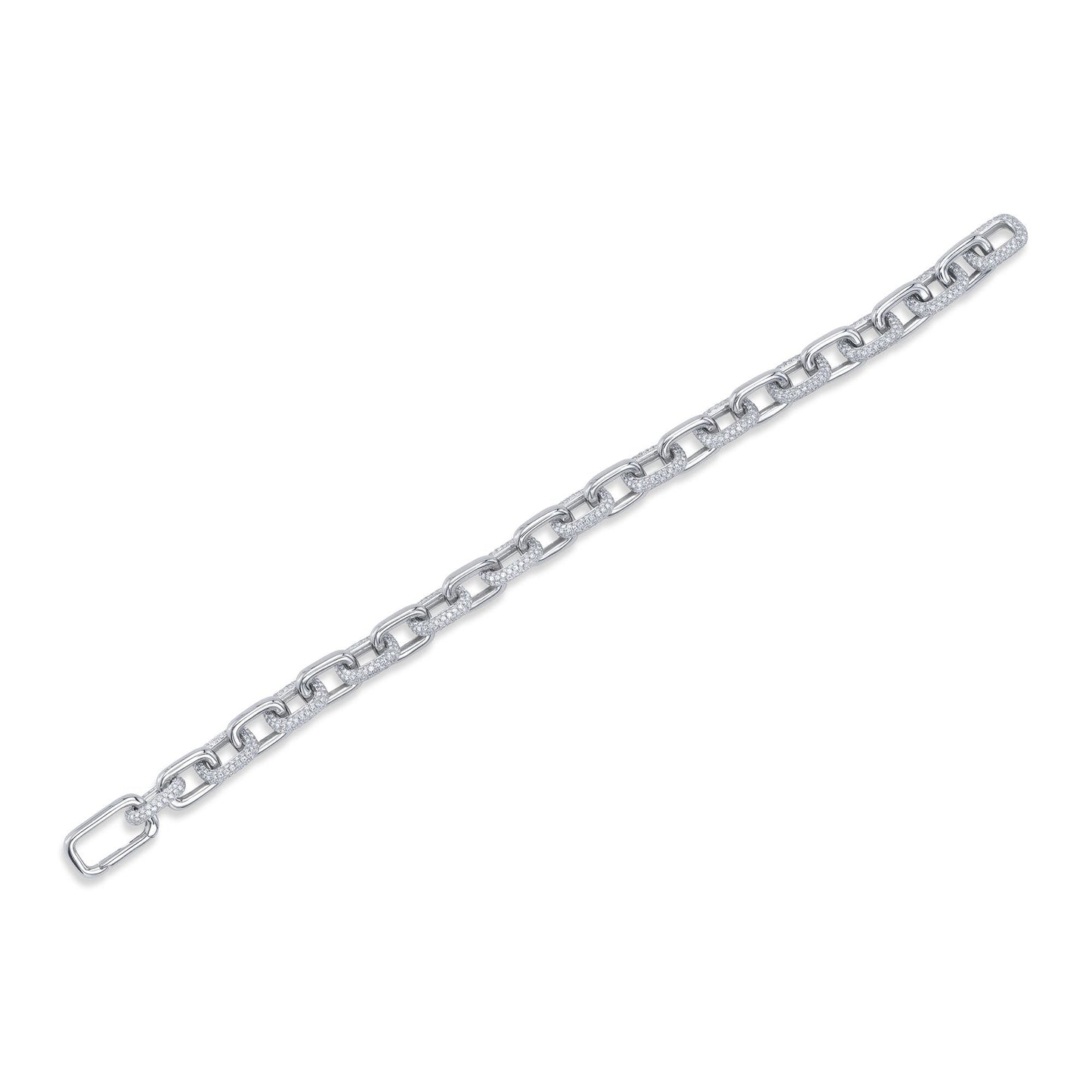 3.67CT 14K W/G DIAMOND PAVE PAPER CLIP LINK BRACELET