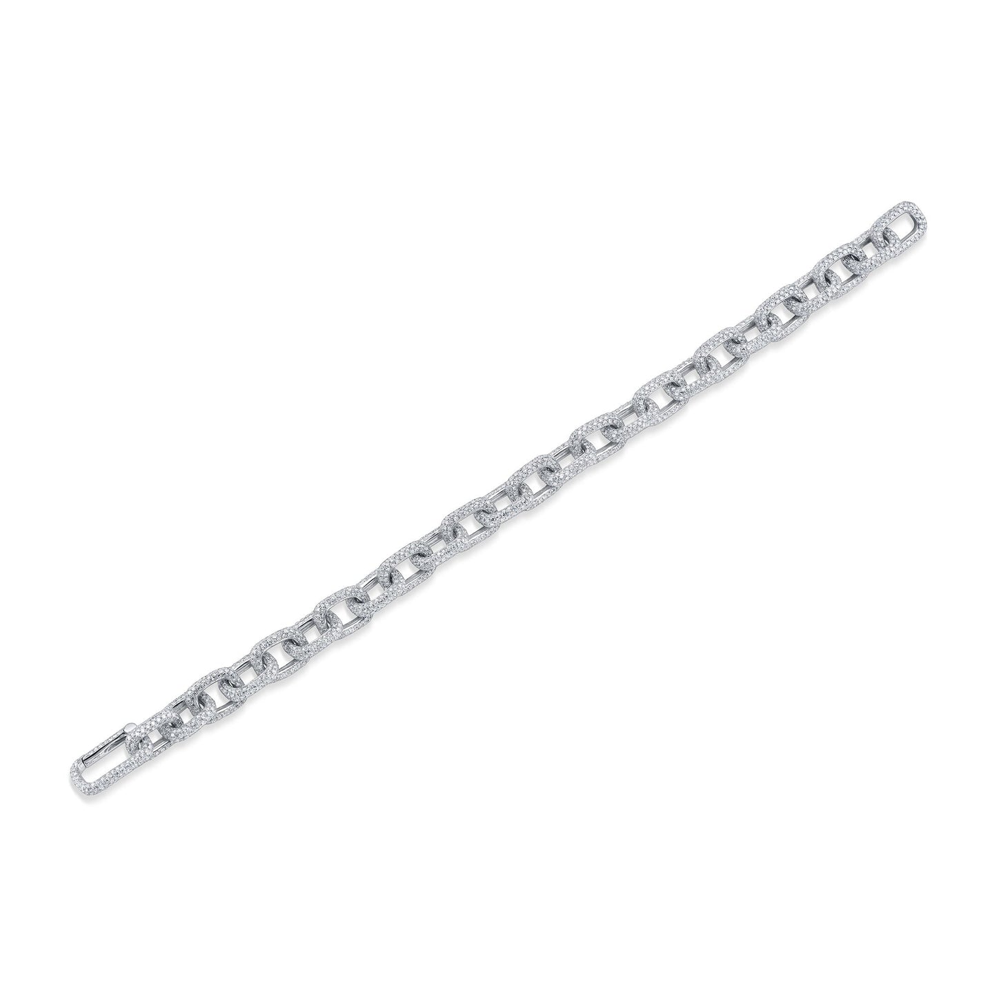 7.52CT 14K W/G DIAMOND PAVE PAPER CLIP LINK BRACELET