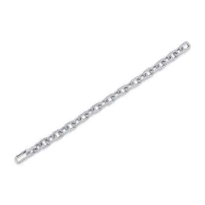 7.52CT 14K W/G DIAMOND PAVE PAPER CLIP LINK BRACELET
