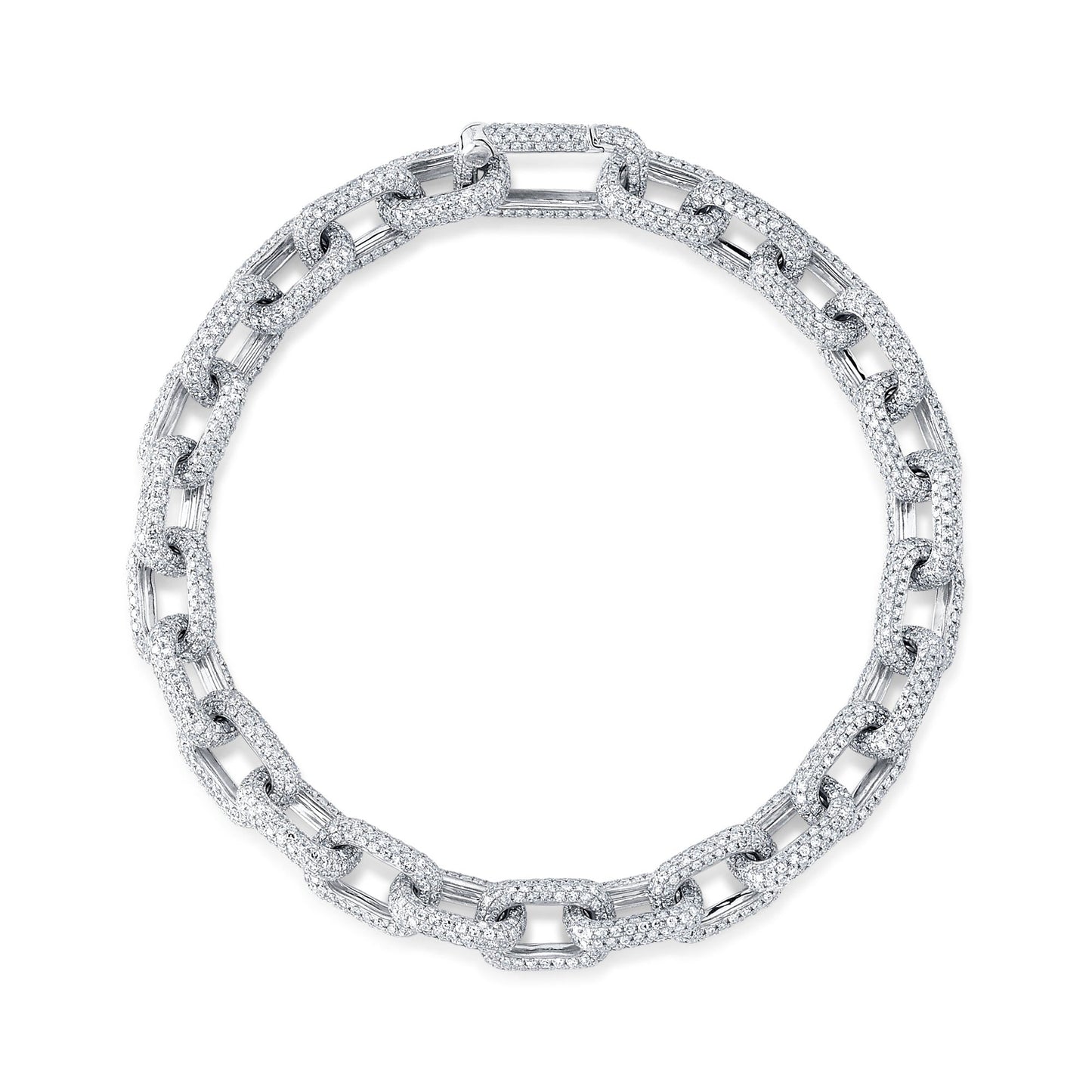 7.52CT 14K W/G DIAMOND PAVE PAPER CLIP LINK BRACELET