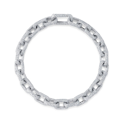 7.52CT 14K W/G DIAMOND PAVE PAPER CLIP LINK BRACELET