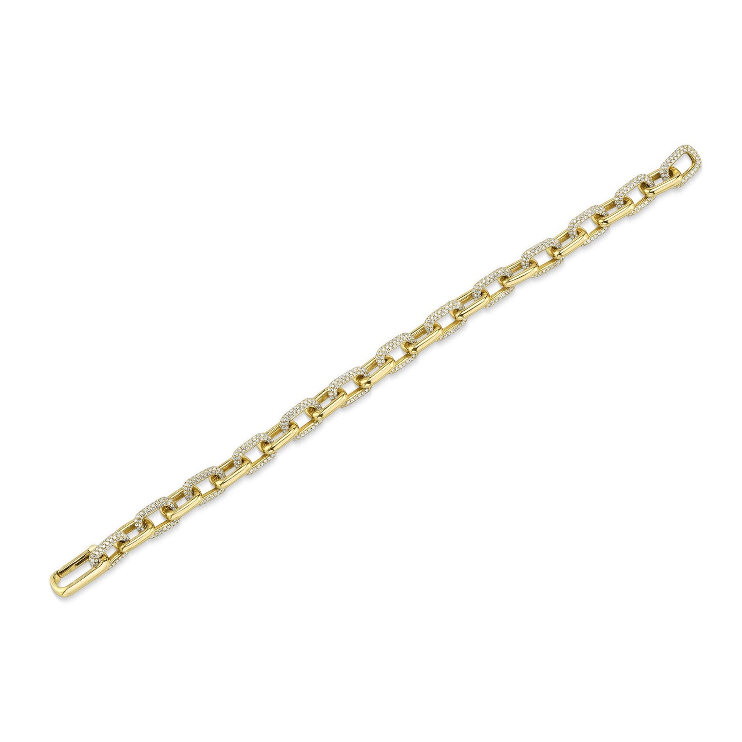 3.67CT 14K Y/G DIAMOND PAVE PAPER CLIP LINK BRACELET