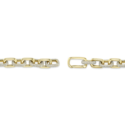 3.67CT 14K Y/G DIAMOND PAVE PAPER CLIP LINK BRACELET