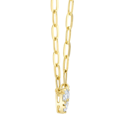 0.41CT 14K Y/G DIAMOND HEART PAPER CLIP LINK NECKLACE