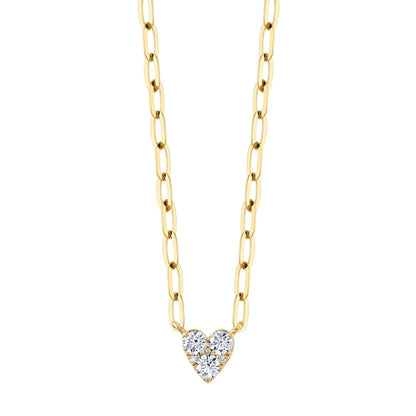 0.41CT 14K Y/G DIAMOND HEART PAPER CLIP LINK NECKLACE
