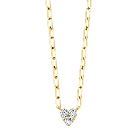 0.41CT 14K Y/G DIAMOND HEART PAPER CLIP LINK NECKLACE
