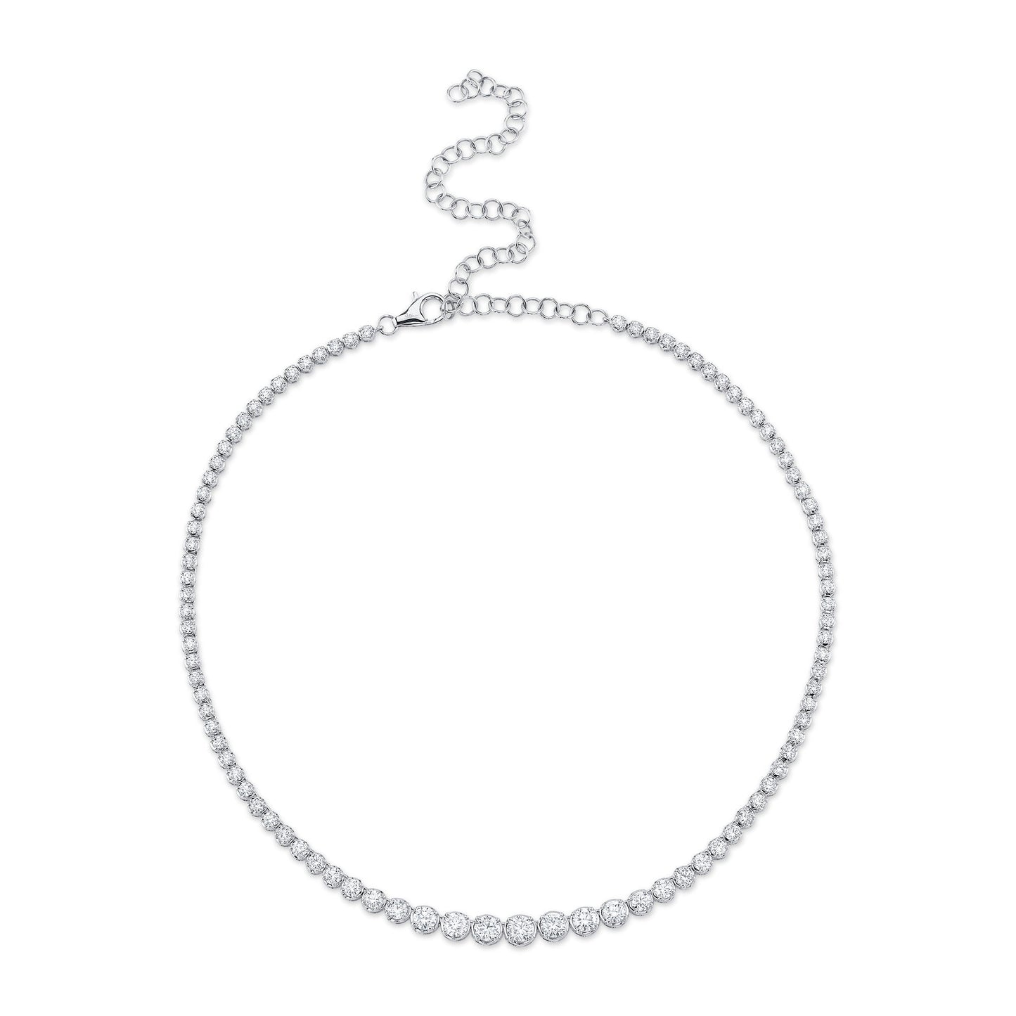 6.75CT 14K W/G DIAMOND CROWN SETTING TENNIS NECKLACE