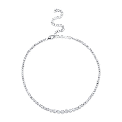 6.75CT 14K W/G DIAMOND CROWN SETTING TENNIS NECKLACE