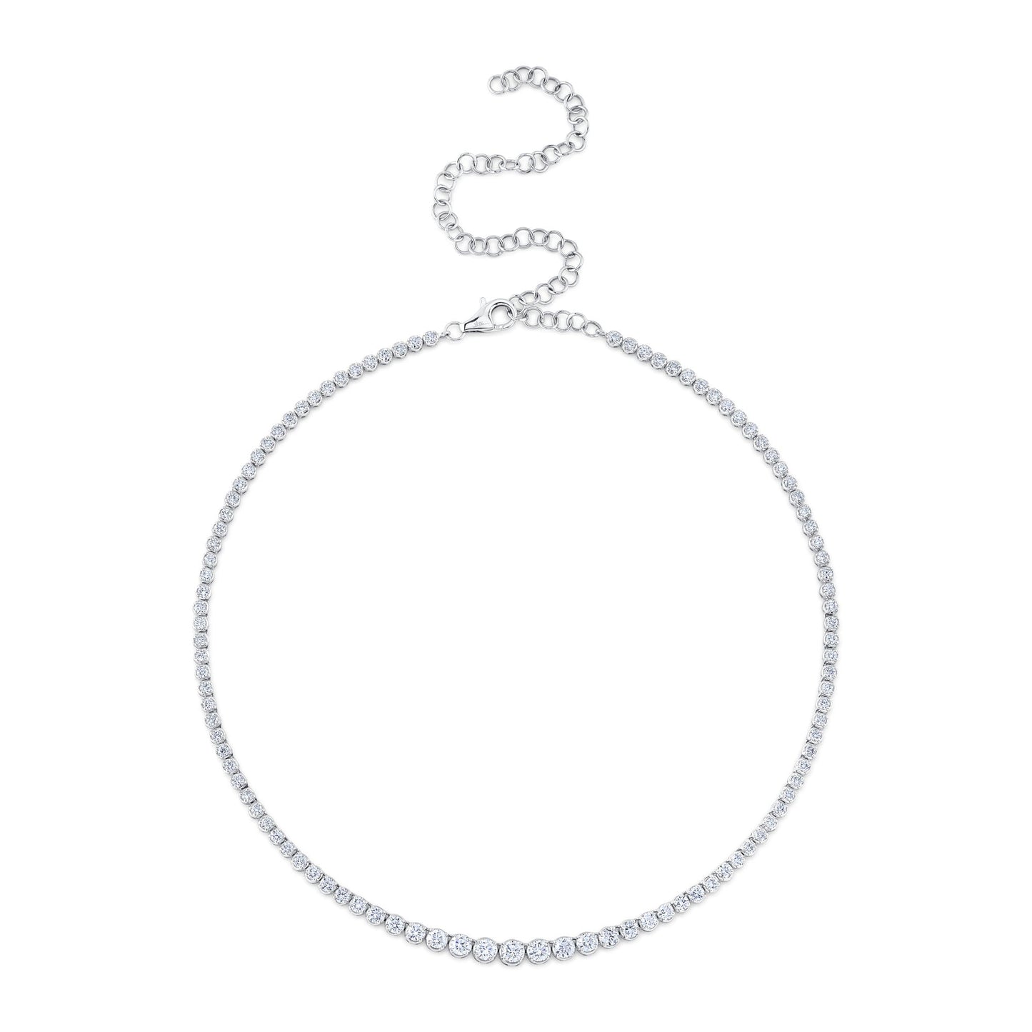 4.73CT 14K W/G DIAMOND CROWN SETTING TENNIS NECKLACE