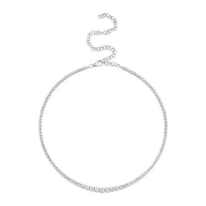 4.73CT 14K W/G DIAMOND CROWN SETTING TENNIS NECKLACE