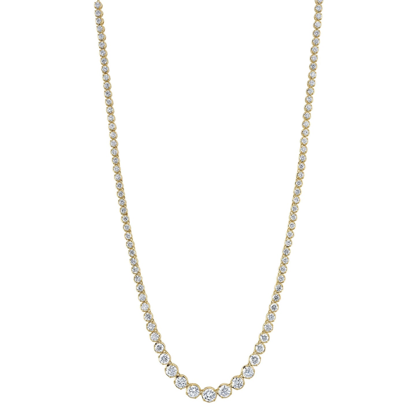 6.75CT 14K Y/G DIAMOND CROWN SETTING TENNIS NECKLACE