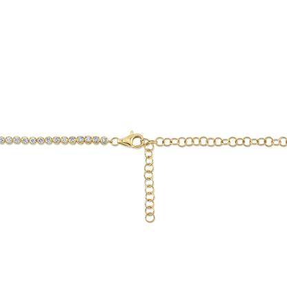6.75CT 14K Y/G DIAMOND CROWN SETTING TENNIS NECKLACE