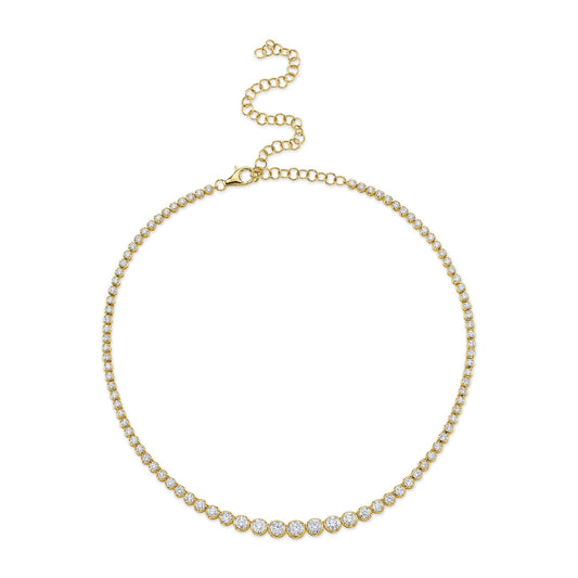 6.75CT DIAMOND CROWN SETTING TENNIS NECKLACE