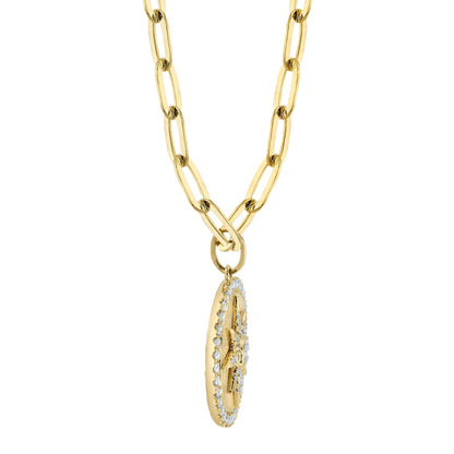 0.43CT 14K Y/G DIAMOND BEZEL STAR PAPER CLIP LINK NECKLACE