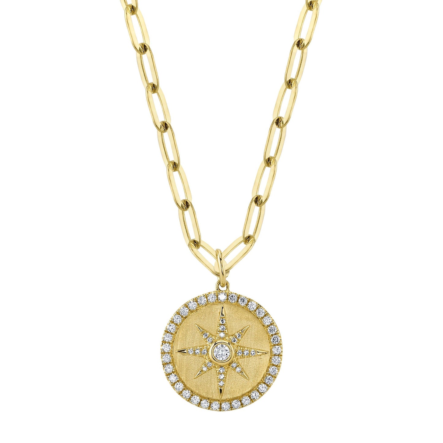 0.43CT 14K Y/G DIAMOND BEZEL STAR PAPER CLIP LINK NECKLACE