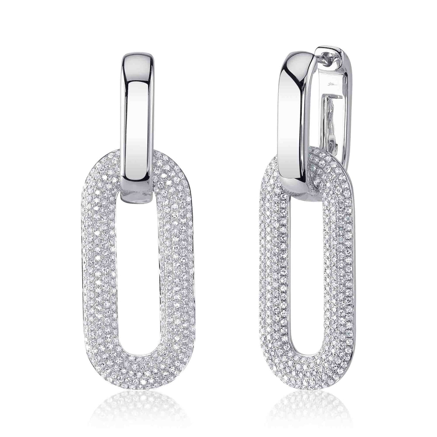 1.33CT 14K W/G DIAMOND PAVE OVAL EARRING