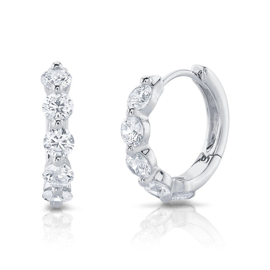 0.92CT 14K W/G DIAMOND HUGGIE EARRING