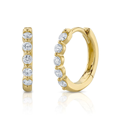 0.24CT 14K Y/G DIAMOND HUGGIE EARRING