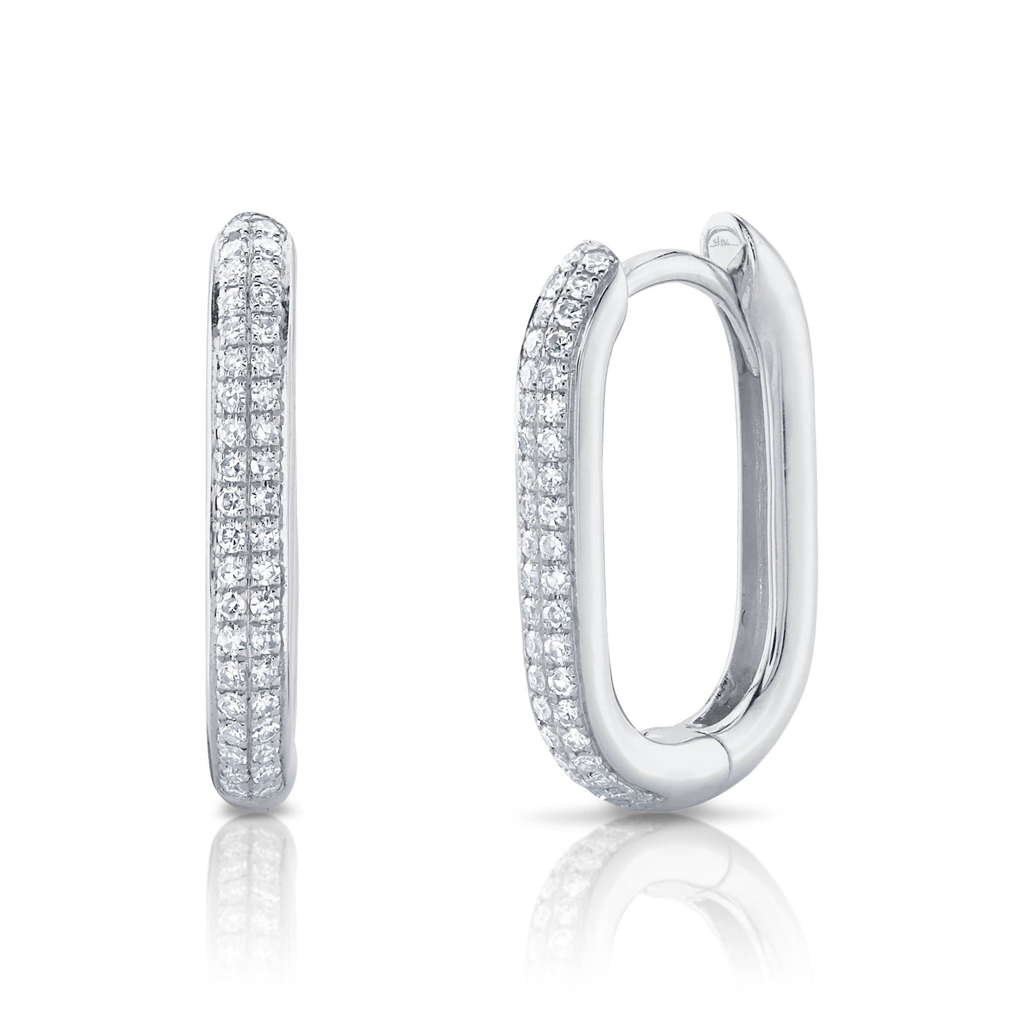 0.18CT 14K W/G DIAMOND OVAL HOOP EARRING