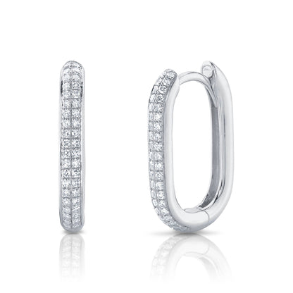 0.18CT 14K W/G DIAMOND OVAL HOOP EARRING