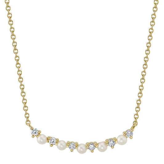 0.12CT DIAMOND & CULTURED PEARL NECKLACE