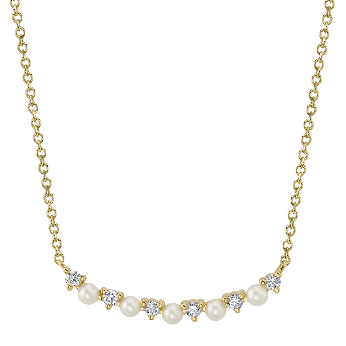 0.12CT 14K Y/G DIAMOND & CULTURED PEARL NECKLACE