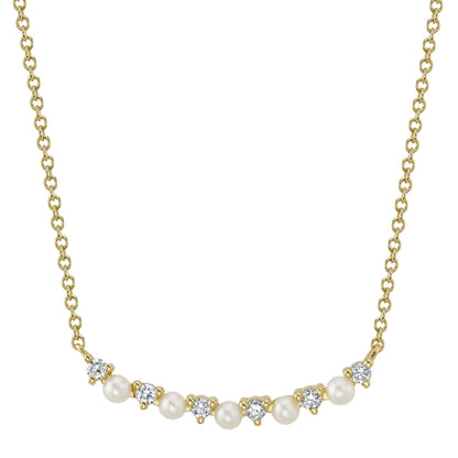 0.12CT 14K Y/G DIAMOND & CULTURED PEARL NECKLACE