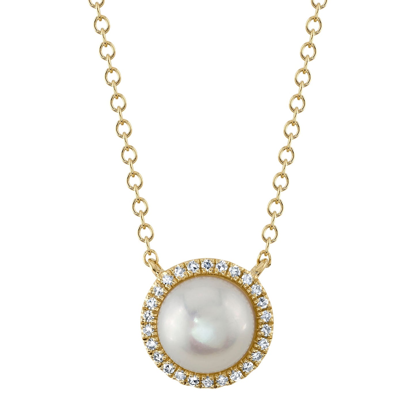 0.08CT 14K Y/G DIAMOND & CULTURED PEARL NECKLACE