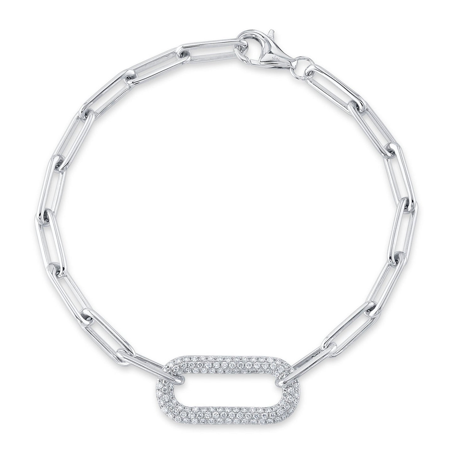0.55CT 14K W/G DIAMOND PAVE PAPER CLIP LINK BRACELET