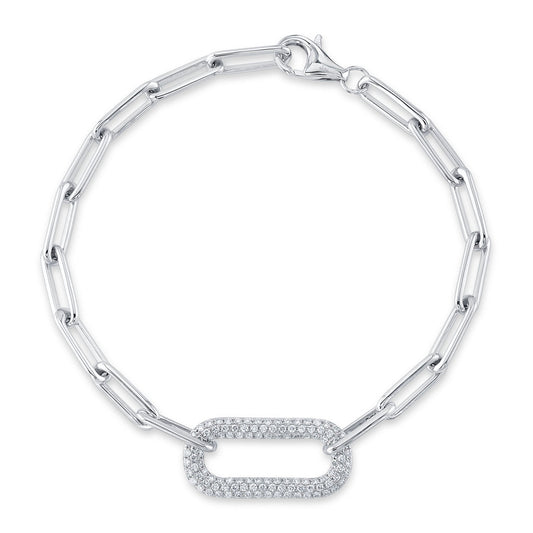 0.55CT 14K W/G DIAMOND PAVE PAPER CLIP LINK BRACELET