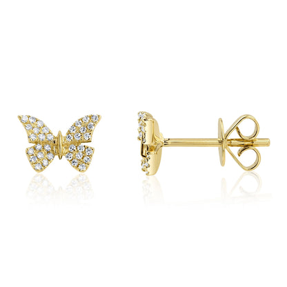0.15CT 14K Y/G DIAMOND BUTTERFLY STUD EARRING
