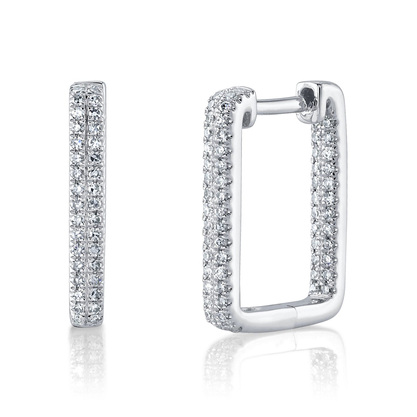 0.27CT 14K W/G DIAMOND RECTANGLE HOOP EARRING