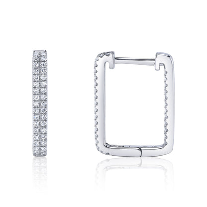 0.27CT 14K W/G DIAMOND RECTANGLE HOOP EARRING