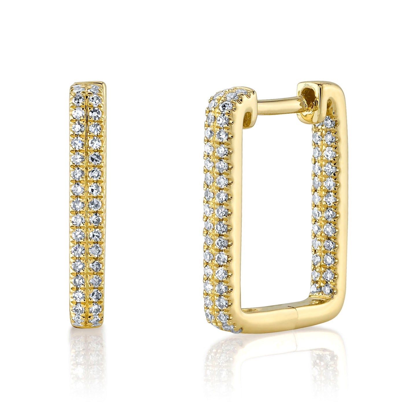 0.27CT 14K Y/G DIAMOND RECTANGLE HOOP EARRING
