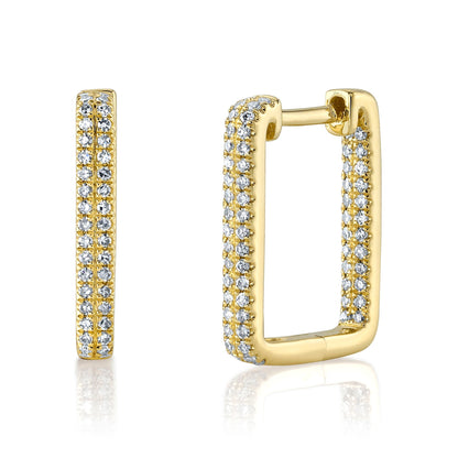 0.27CT 14K Y/G DIAMOND RECTANGLE HOOP EARRING