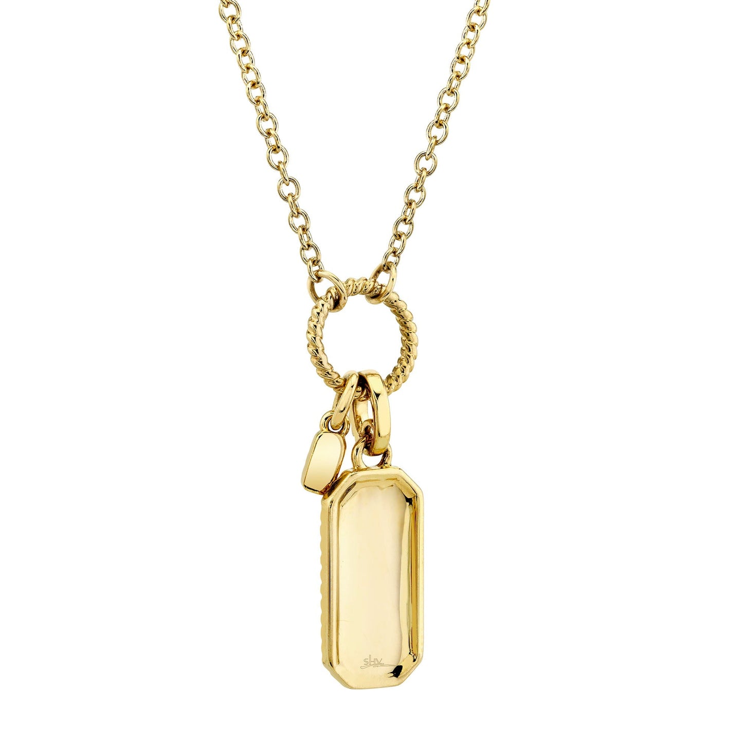 0.13CT 14K Y/G DIAMOND DOG TAG MATTE NECKLACE