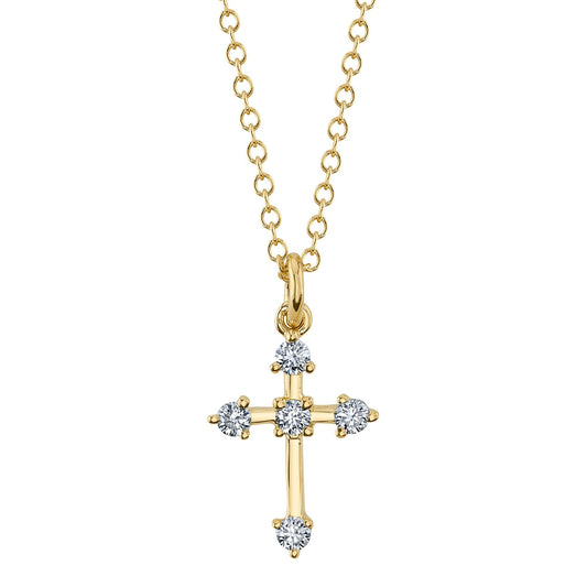 0.13CT 14K Y/G DIAMOND CROSS NECKLACE