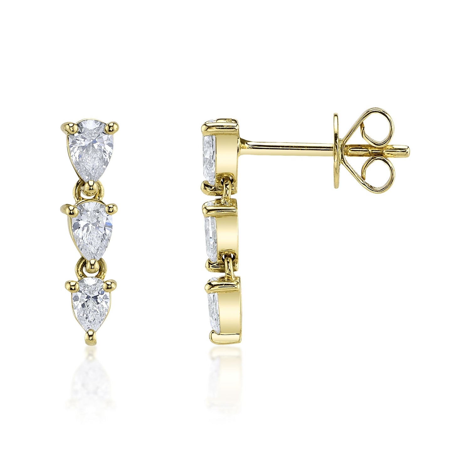 0.83CT 14K Y/G DIAMOND PEAR EARRING