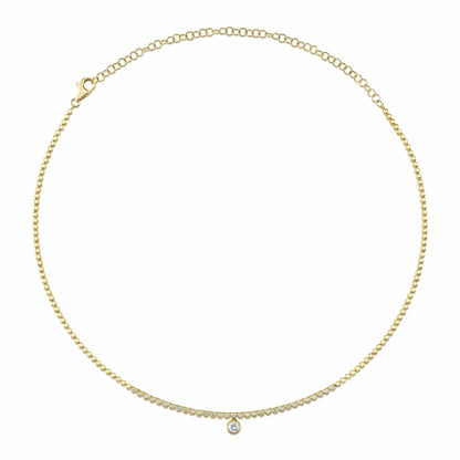 0.69CT 14K Y/G DIAMOND BEZEL NECKLACE