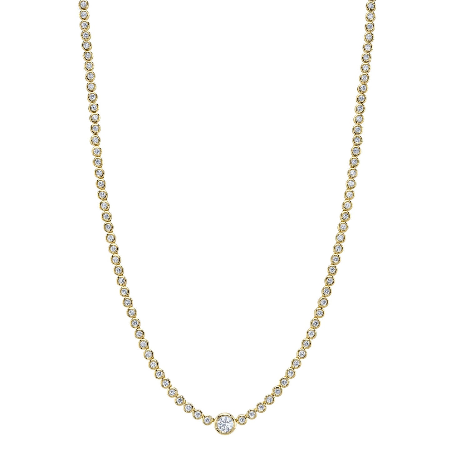 2.89CT 14K Y/G DIAMOND BEZEL TENNIS NECKLACE