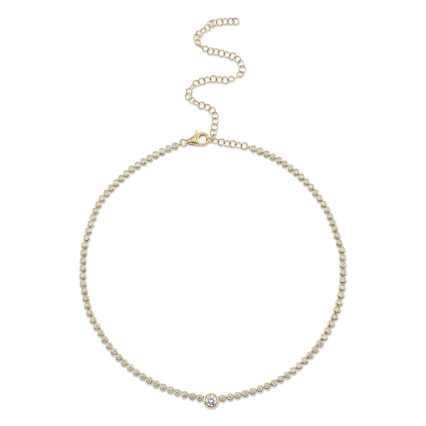 2.89CT 14K Y/G DIAMOND BEZEL TENNIS NECKLACE
