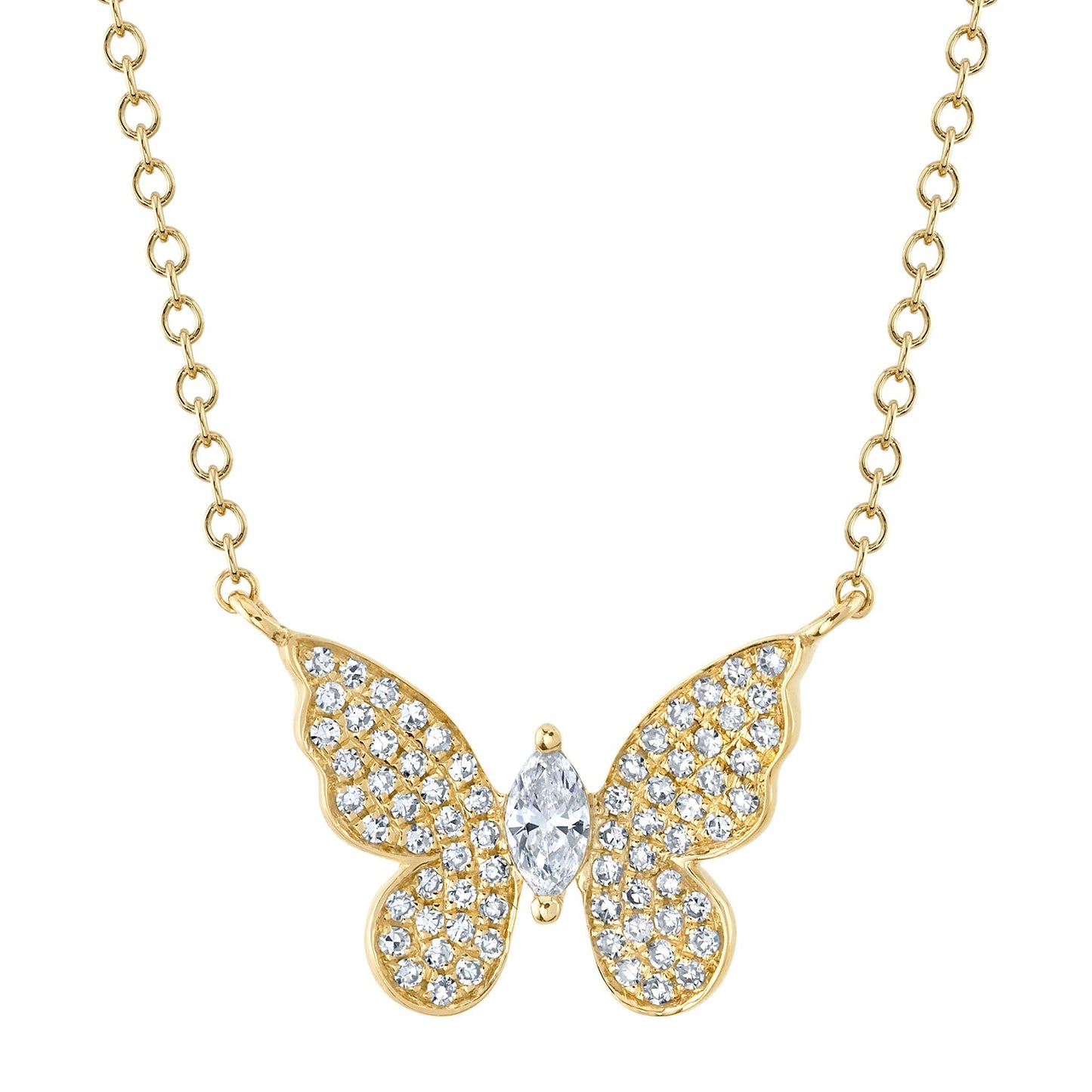 0.23CT 14K Y/G DIAMOND MARQUISE BUTTERFLY NECKLACE