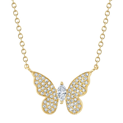 0.23CT 14K Y/G DIAMOND MARQUISE BUTTERFLY NECKLACE
