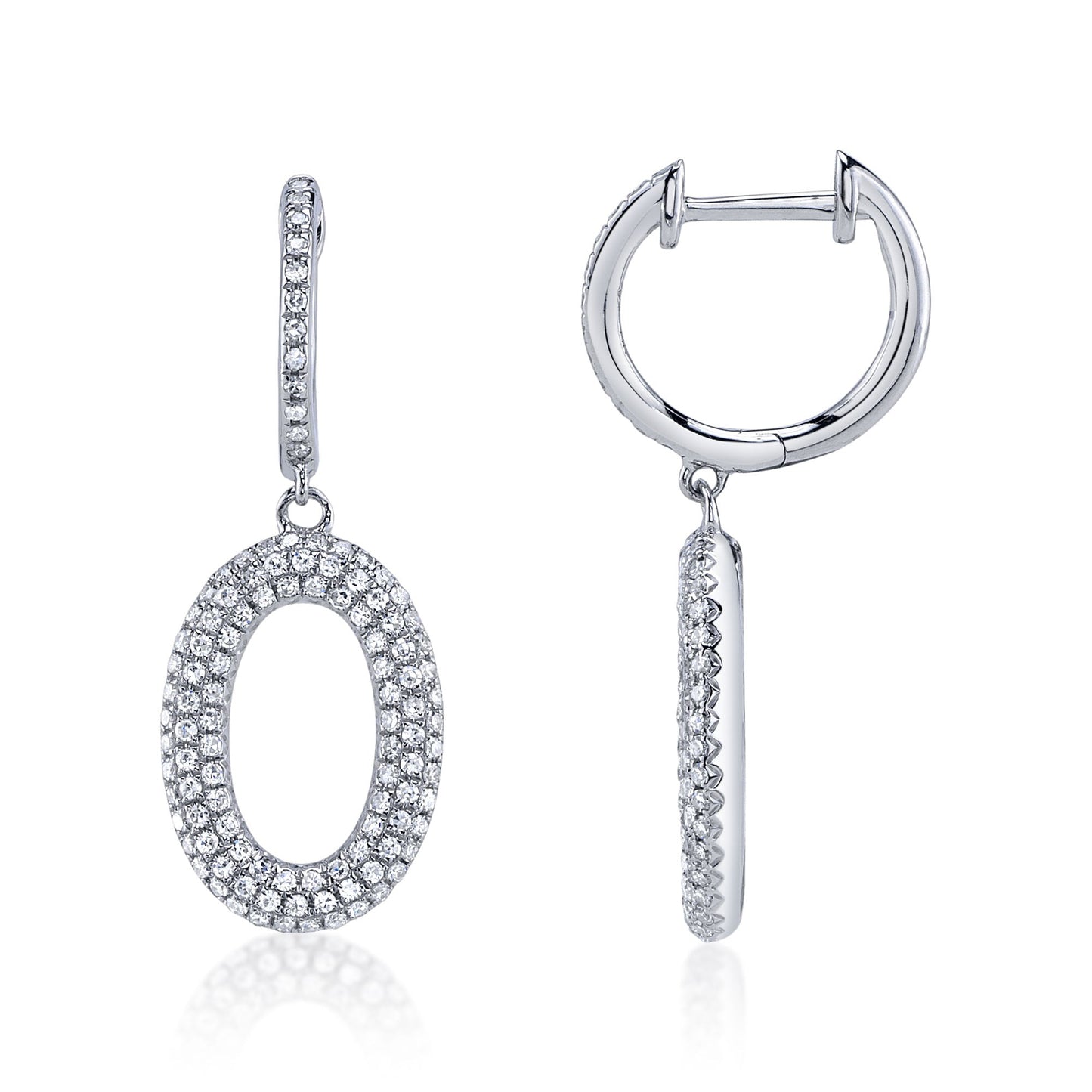 0.49CT 14K W/G DIAMOND PAVE OVAL EARRING